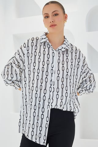 Übergrößiges Satin-Knopf-Front-Shirt