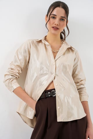 Übergroßes gestreiftes Button-Up Hemd