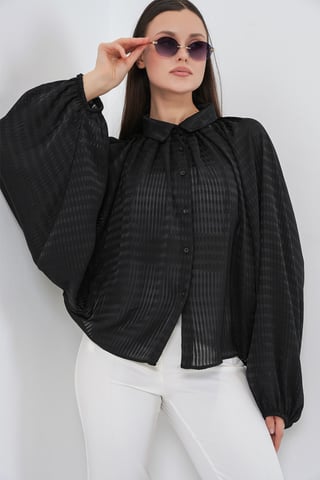 Übergroßes gestreiftes Button-Up Hemd