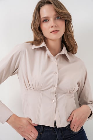 Tailliertes Popeline-Button-Up Kurzhemd