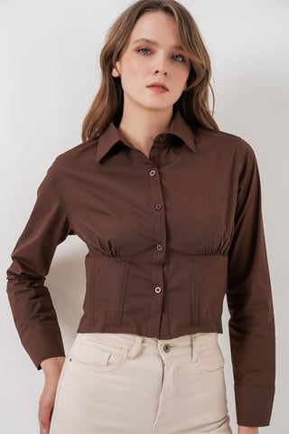 Tailliertes Popeline-Button-Up Kurzhemd
