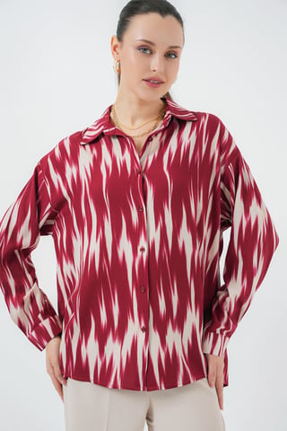 Muster Oversized Hemd mit Knopfverschluss