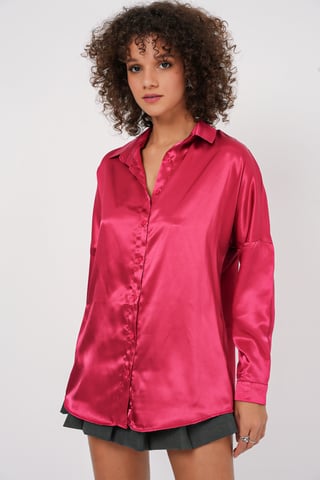 Übergrößen Satin Hemd mit Knopfleiste