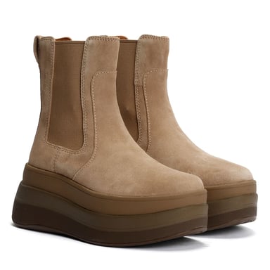 FitFlop F-Mode Wildleder Damen Stiefel In Beige