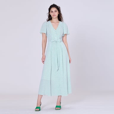 Hemdblusenkleid mit Polka-Dots und ausgestelltem Rock