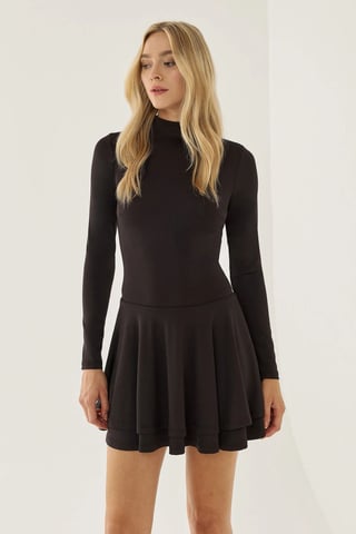 Halb-Turtleneck-Minikleid