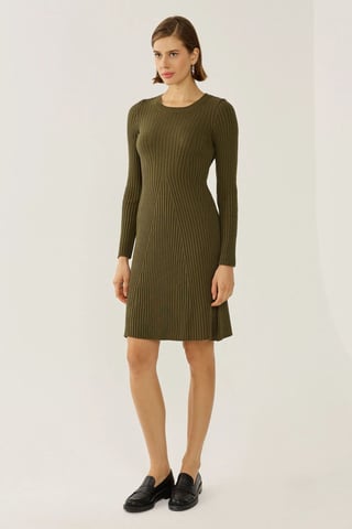 Hiccup Strickkleid mit Rundhalsausschnitt - Khaki