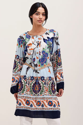 Blühendes Mini-Kleid mit Schleife