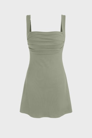 Gerüschtes Mini-Kleid mit quadratischem Ausschnitt
