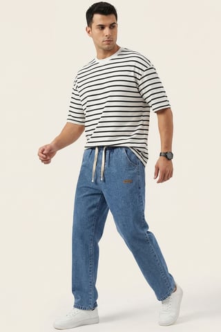 Elastische Denim-Hose mit Gummizug