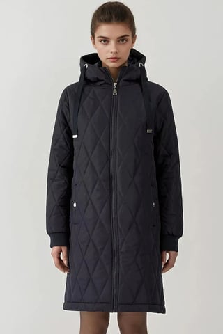 Langer Kapuzenmantel aus strukturiertem Gabardine