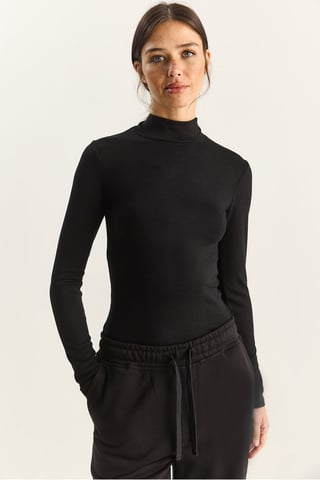 Slim Fit Langarm-Halbkragenoberteil