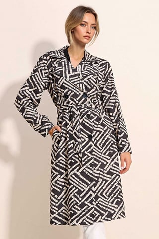 Big Dart Doppelreihiger langer Trenchcoat - Schwarz