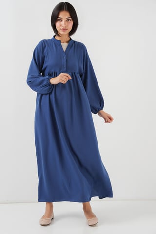 V-Ausschnitt Knopf Maxi-Kleid
