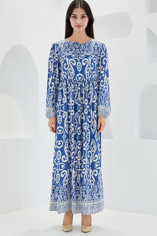 Muster Maxi-Kleid mit Bindeband