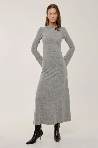 Strukturiertes Maxikleid mit Rundhalsausschnitt