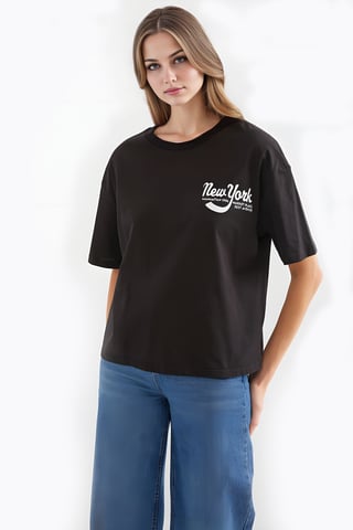 Bedrucktes Rundhals-Losen T-Shirt