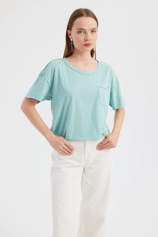 Basis Gewebtes Rundhals Kurzarm T-Shirt
