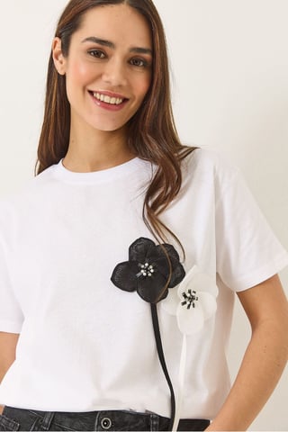 Blumenmuster Kurzarm-T-Shirt