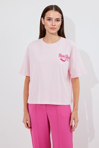 Bedrucktes Rundhals-Langarmshirt im lockeren Schnitt