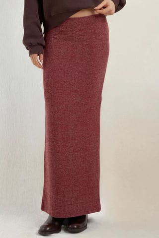 Elastischer Taillenrock mit weicher Textur und Schlitz