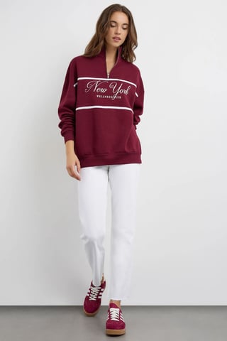 Übergroßer bedruckter Zip-Hoodie