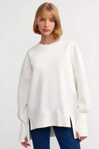 Oversized Crewneck Sweatshirt mit seitlichen Schlitzen