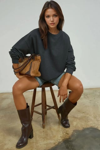Übergroßer Rundhals-Basic-Sweatshirt