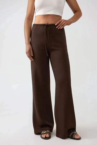 Weite Beinform Strukturierte Lange Hose