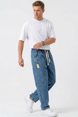 Baggy-Jeans mit Kordelzugbund