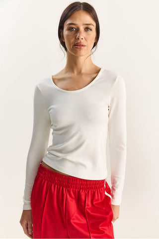 Slim Fit U-Ausschnitt Strickbluse