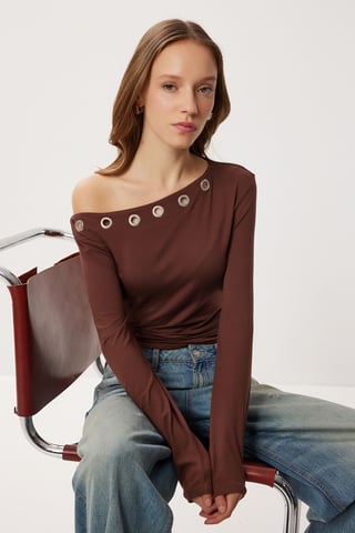 Asymmetrische Kragen Langarm Viskosebluse
