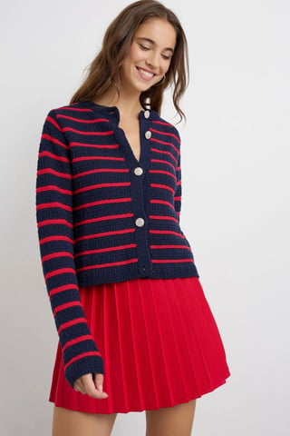 Gestreifter Strickcardigan mit Knöpfen