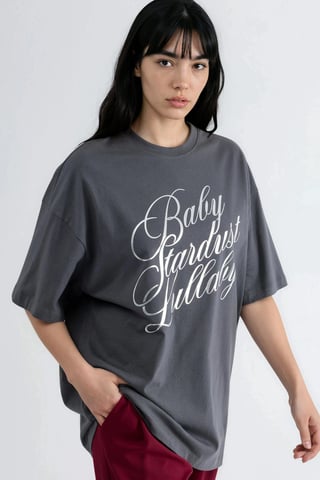 Übergröße Text Bedrucktes T-Shirt