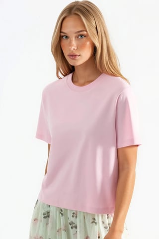 Rundhals Baumwoll-T-Shirt