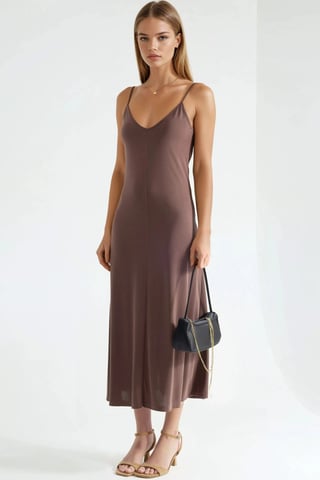 V-Ausschnitt Modal Midi-Kleid