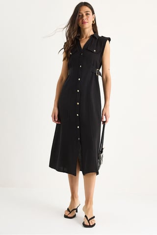 Gürtel-Detailliertes Midi-Kleid