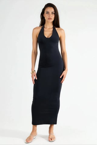 Halter-Neck Midi-Kleid
