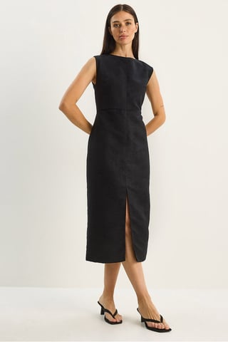 Kunstvelours Midi-Kleid