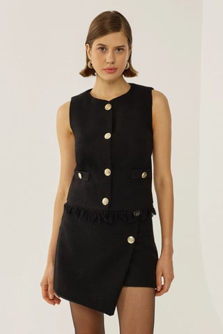 Knopfdetaillierte Tweed-Weste