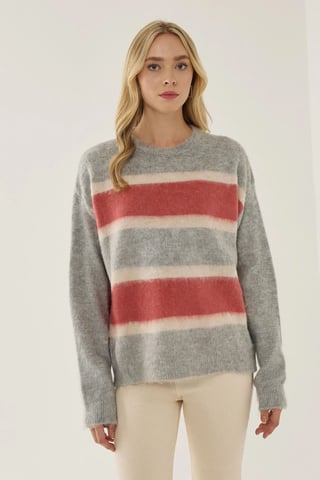 Lockere Passform Bunter Gestreifter Pullover