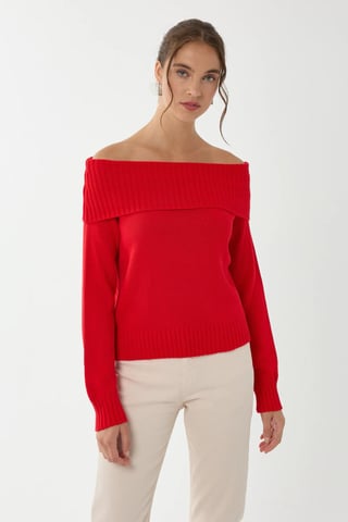 Schulterfreier Strickpullover