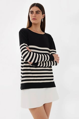 Gestreifter Basic Strickpullover