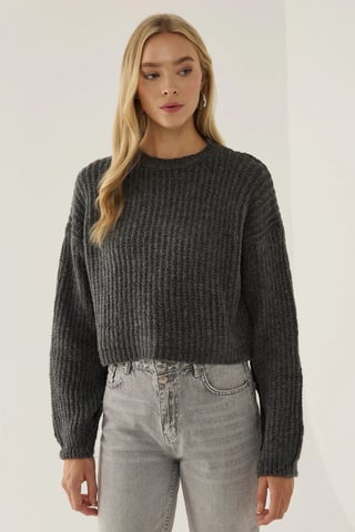 Lässiger Schnitt Rundhalsausschnitt Pullover