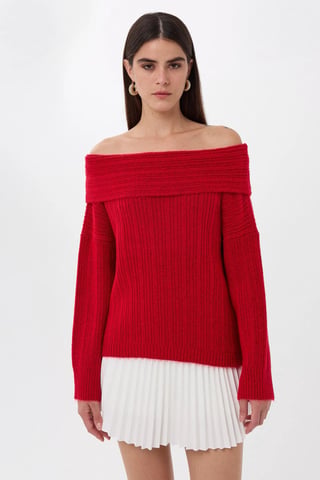 Schulterfreier Strickpullover
