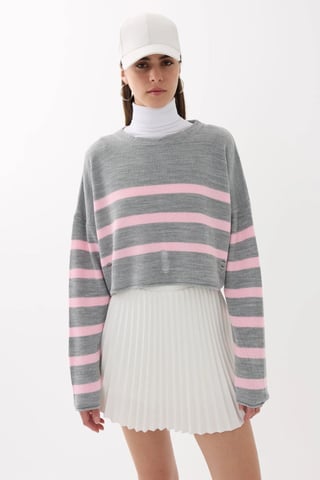 Gestreifter Rundhalsausschnitt-Pullover