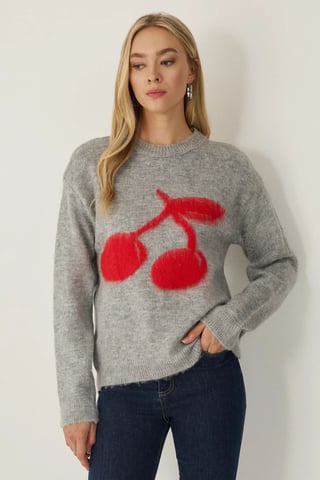 Lässiger Pullover mit Kirschdetail