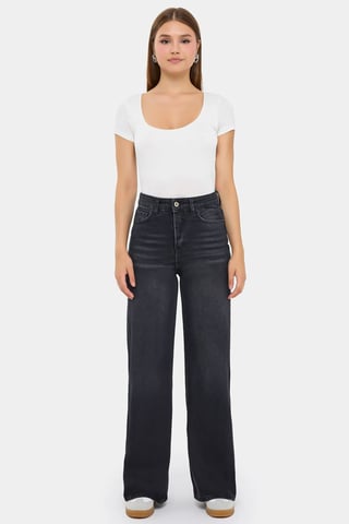 Hochtaillierte Weitbein-Jeans