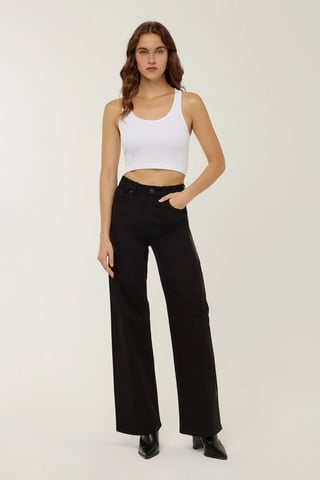 Hohe Taille Weite Beinen Jeans