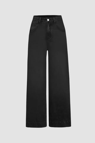 Grau-Effekt Weitbeinige Denim-Jeans